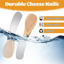 20-Piece Cheese Spreader Set, Stainless Steel Butter Knives with Wooden Handles for Charcuterie Boards and More