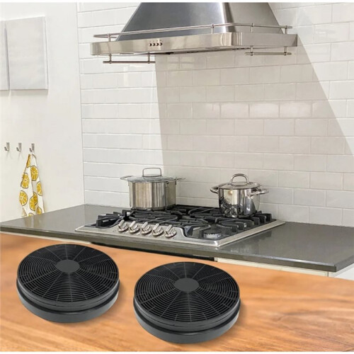 2 Activated Carbon Filter Cartridges for Kitchen Range Hoods for Wall-Mounted Ductless Ventilation Systems
