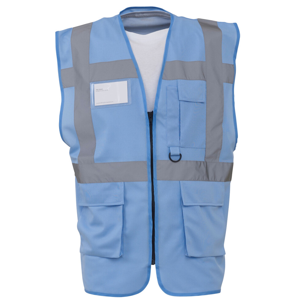 (3Xl, Sky Blue) Yoko Hi-Vis Premium Executive/Manager Waistcoat / Jacket 5057819261455