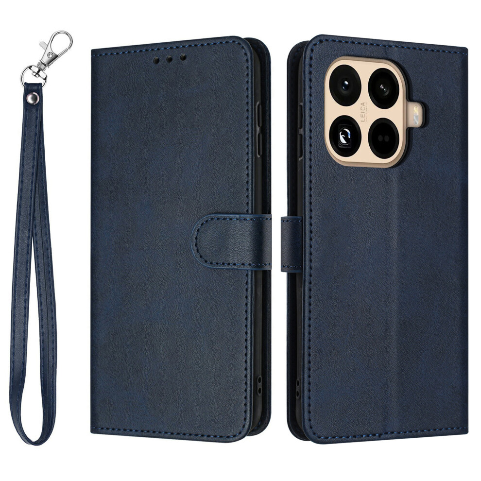 (Sapphire) For Xiaomi 15T Pro Case Flip Stand Calf Texture Pu Leather Wallet Phone Cover With Strap Blue 6914290521791