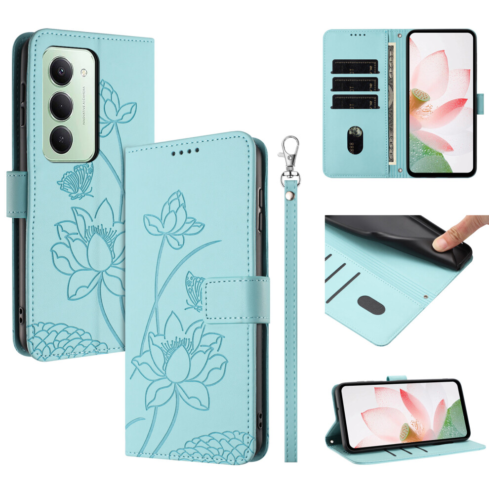 (Green) For Xiaomi Redmi 15 5G (Eu) (171Mm) / 15 4G (Eu) (171Mm) Case Wallet Stand Lotus Imprint Leather Phone Cover With Wris Green 6914297073941