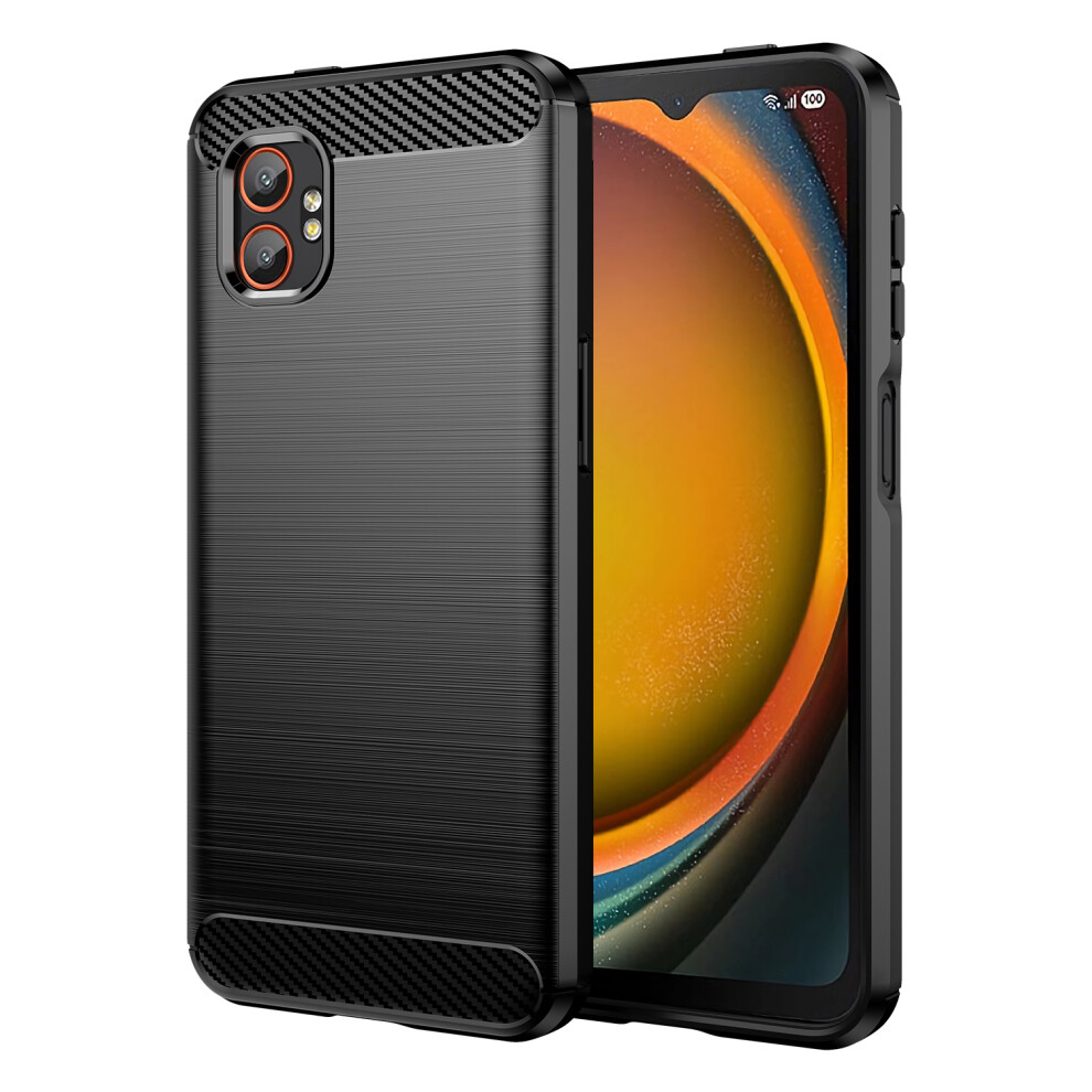 (Black) Amorus For Samsung Galaxy Xcover7 Pro Case Carbon Fiber Texture Brushed Protective Phone Cover Black 6914297072111