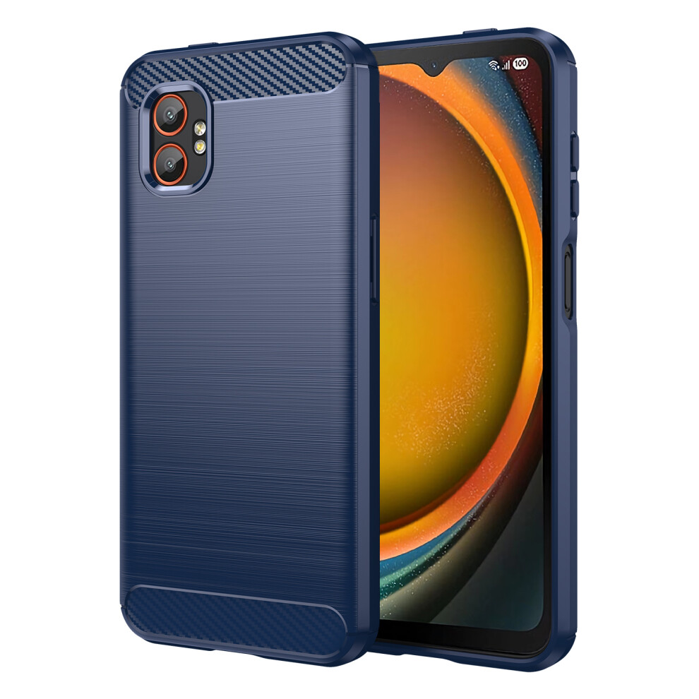 (Blue) Amorus For Samsung Galaxy Xcover7 Pro Case Carbon Fiber Texture Brushed Protective Phone Cover Blue 6914290881789