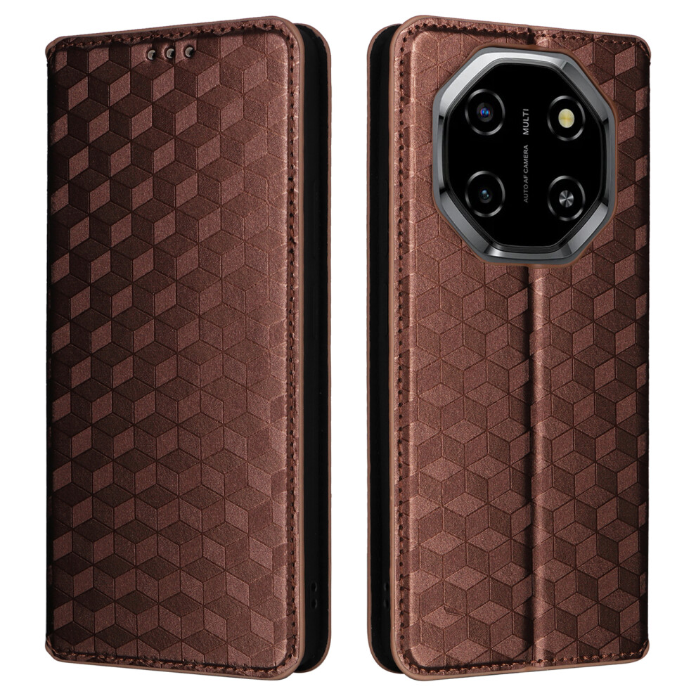 (Brown) For Blackview Shark 6 / Oscal Tiger 8 Case Wallet Rhombus Imprinted Leather Phone Cover Brown 6914293854155
