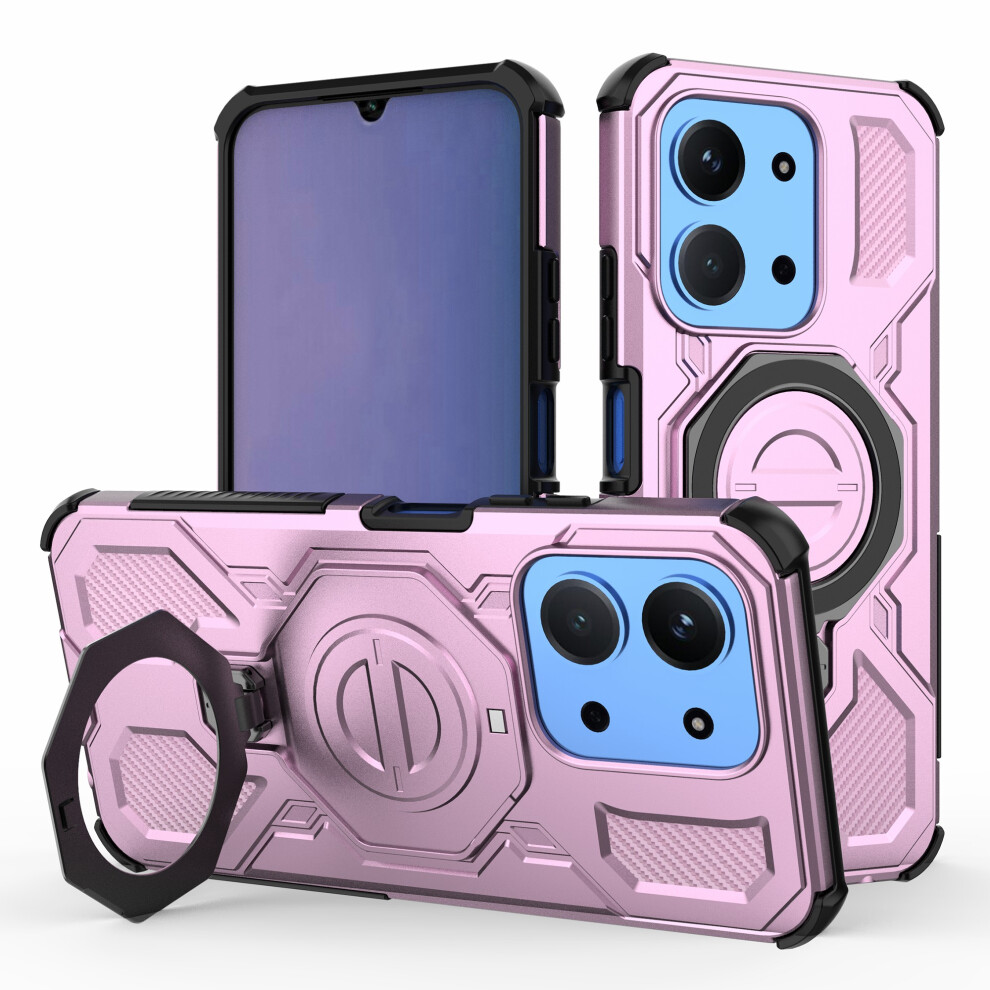 (Pink) For Xiaomi Redmi 15C 4G (Global) (171Mm) / Poco C85 4G (171Mm) Magnetic Case Rotating Metal Kickstand Shockproof Pc + Pink 6914294537507