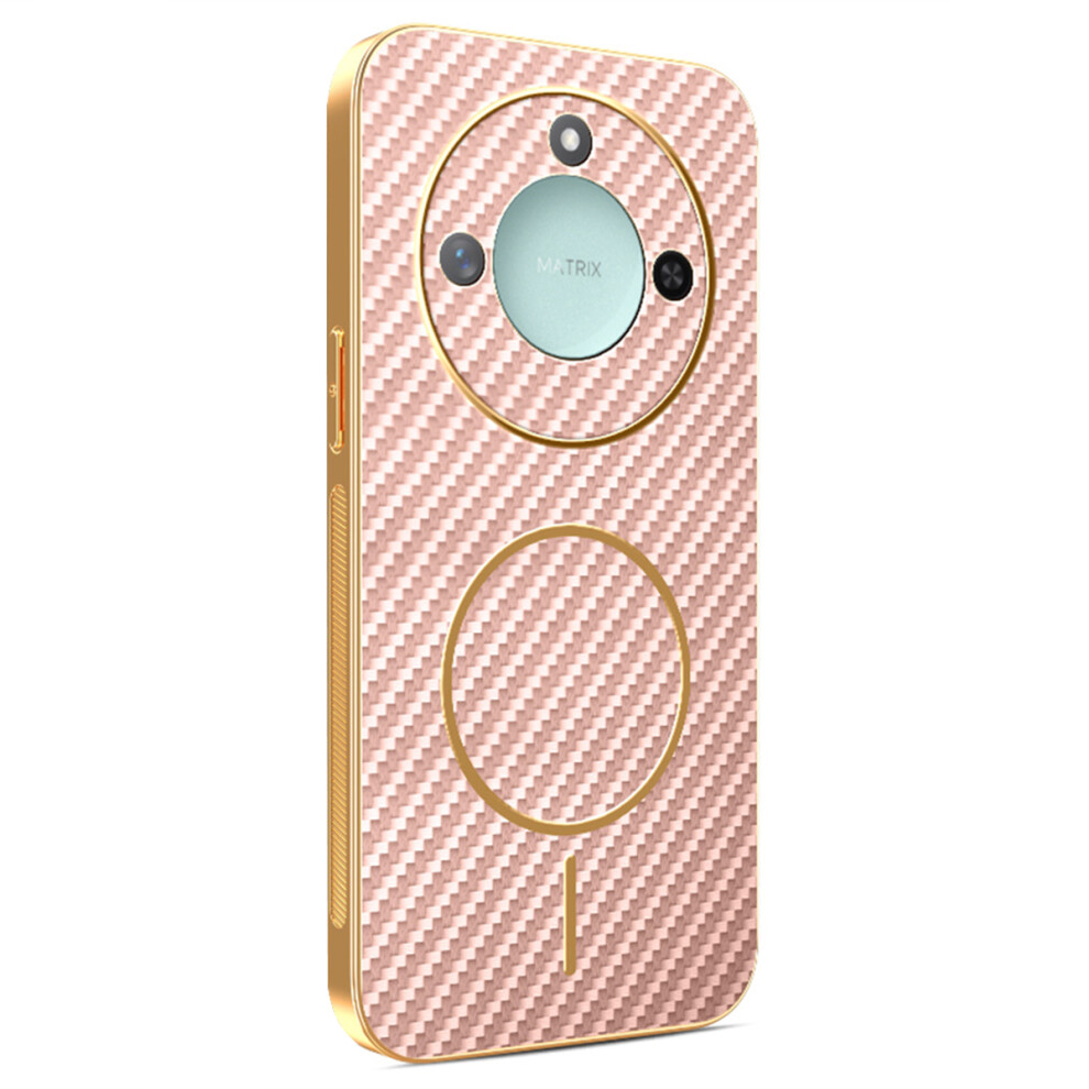 (Pink) For Honor X9c Smart 5G / X60 5G Phone Case Carbon Fiber Textured Electroplated Tpu Back Cover Pink 6914296676006