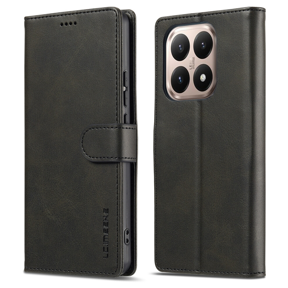 (Black) Lc.imeeke For Xiaomi 15T Case Calf Texture Pu Leather Stand Wallet Phone Cover Black 6914297676593