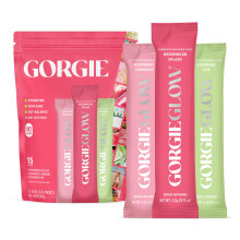 GORGIE Glow Variation Paket 15 Sticks, Elektrolytpulver Hälsodryck, m/Hyaluronsyra, Aquamin, Vitamin C & D, Probiotika