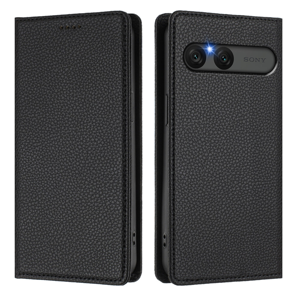 (Black) For Sony Xperia 10 Vii Wallet Case Rfid Blocking Litchi Texture Leather Mobile Cover Black 6914297989778