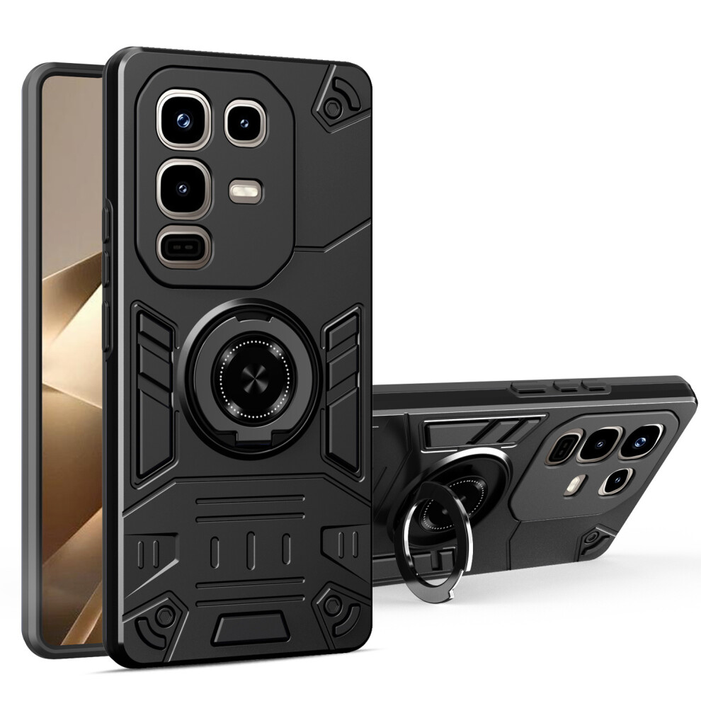(Black) For Infinix Note 50S 5G Case With Ring Holder Kickstand Pc + Tpu Anti-Fall Phone Cover Black 6914291451974