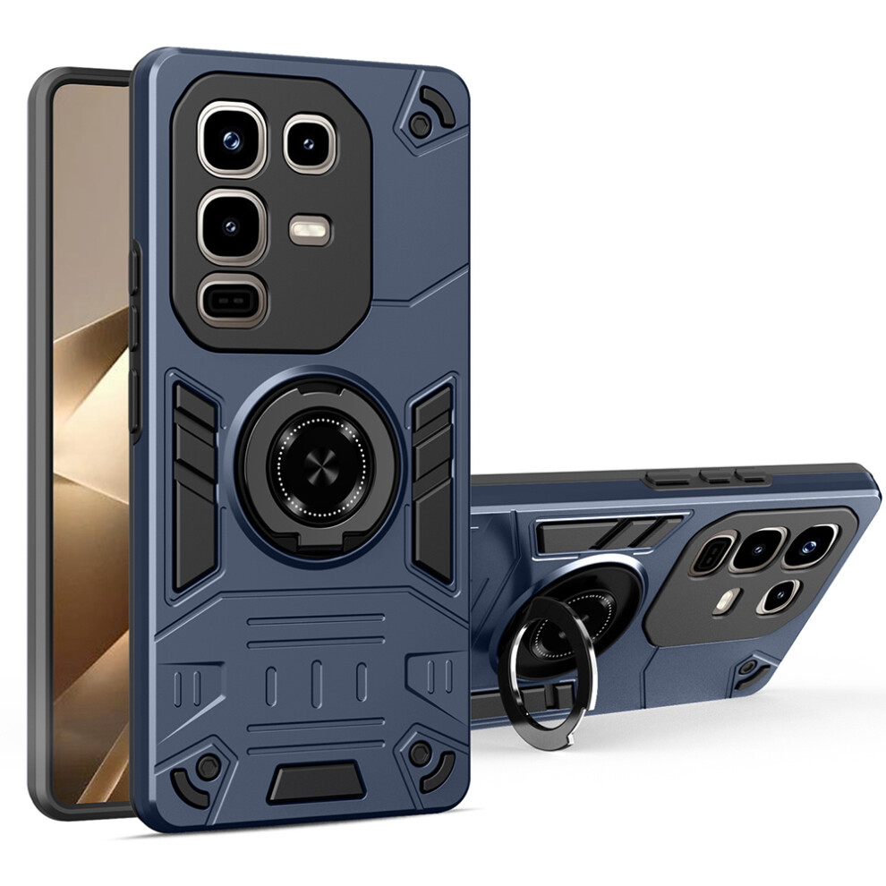 (Dark ) For Infinix Note 50 4G / Note 50 Pro 4G Case With Ring Holder Kickstand Pc + Tpu Anti-Fall Phone Cover Blue 6914293324702