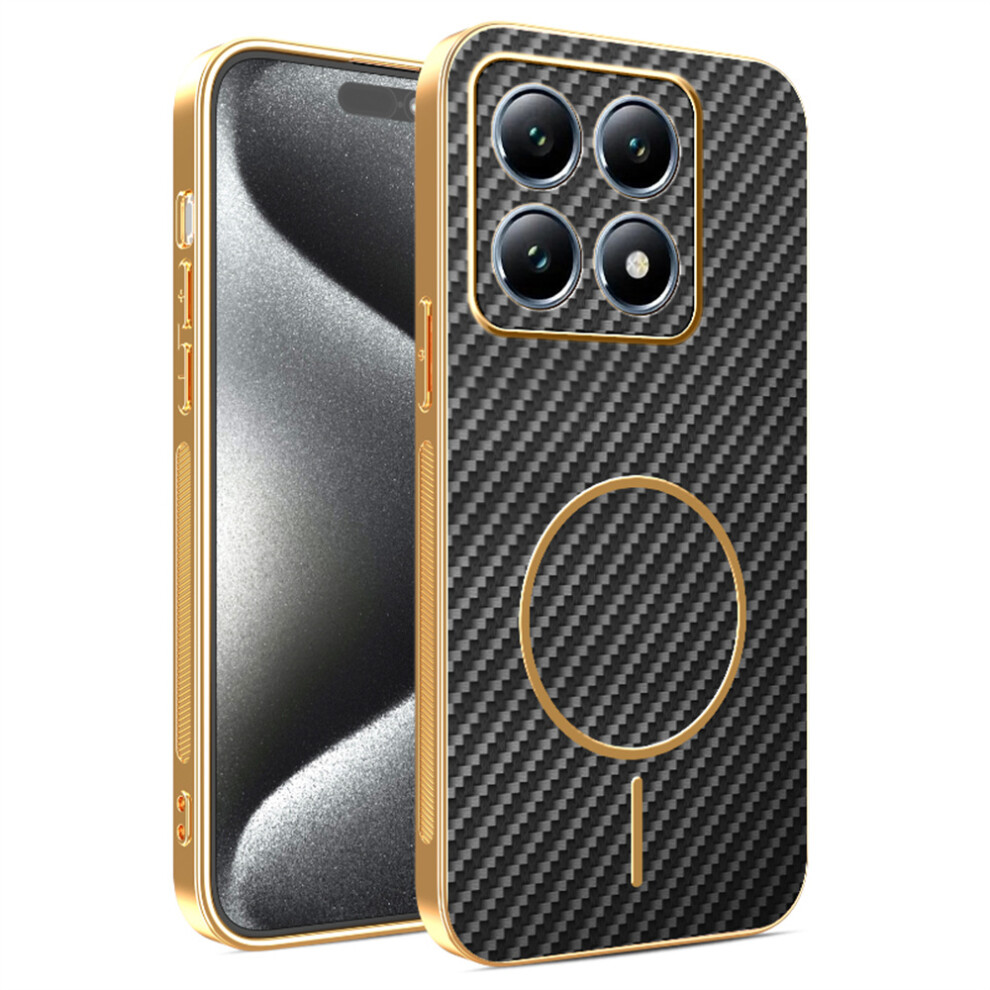 (Black) For Xiaomi 15T Phone Case Carbon Fiber Textured Electroplated Tpu Back Cover Black 6914299409021