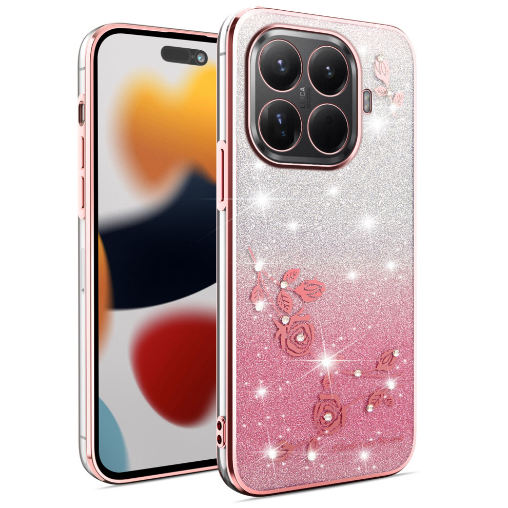 (Rose ) Kadem For Xiaomi 15T Pro (Global) Case Flower Tpu Flexible Gradient Phone Cover Gold 6914298722947