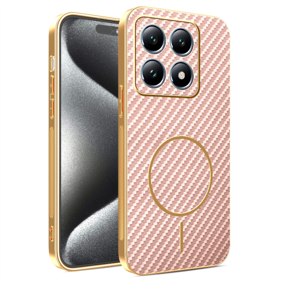 (Pink) For Xiaomi 15T Phone Case Carbon Fiber Textured Electroplated Tpu Back Cover Pink 6914298168806