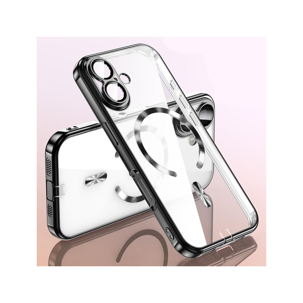 (Black) For Iphone 16 Case Electroplating Frame Translucent Tpu Phone Cover Compatible With Magsafe Black 6914295971126