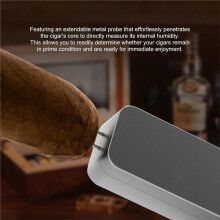 Digitales Zigarren-Hygrometer, Tragbares Messgerät, Elektrischer Humidor-Tester, Manometer, Hygrometer, Graues LCD-Display