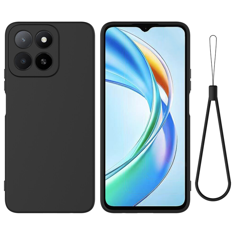 (Black) For Honor 400 Smart 5G / Honor X7d 4G / Honor X7d 5G / Honor 400 Smart 4G Liquid Silicone Case Phone Back Cover With Han Black 6914293418289