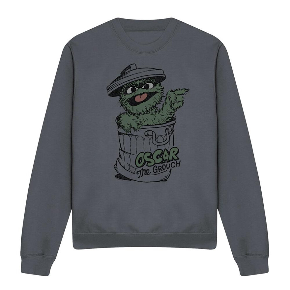 Sesame Street (S, Charcoal) Unisex Adult Oscar The Grouch Sweatshirt Multicoloured