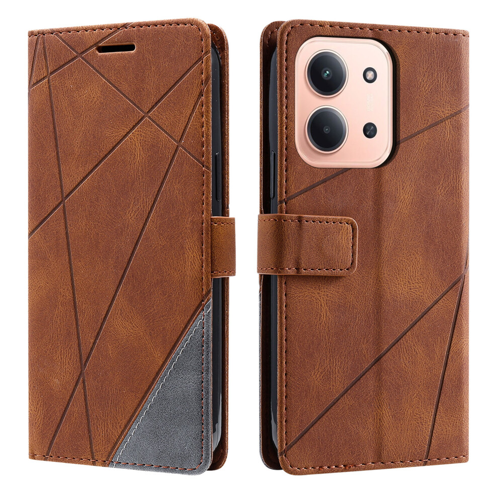 (Brown) Leather Case For Xiaomi Redmi 15C 4G (Eu) (173Mm) / 15C 5G (Eu) (173Mm) / Poco C85 4G (173Mm) Imprinted Lines Splicing W Brown 6914296576320