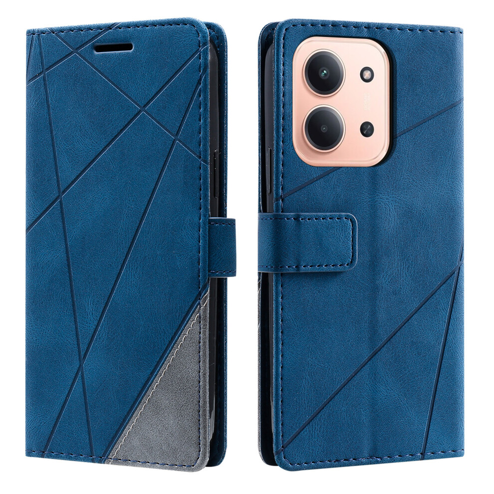 (Blue) Leather Case For Xiaomi Redmi 15C 4G (Eu) (173Mm) / 15C 5G (Eu) (173Mm) / Poco C85 4G (173Mm) Imprinted Lines Splicing W Blue 6914290727193