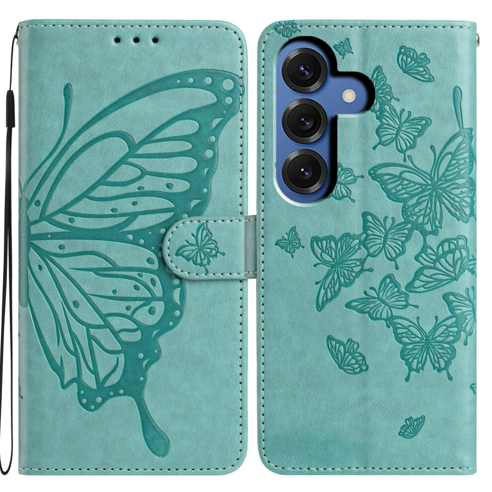 (Green) For Samsung Galaxy S26 Case Butterfly Imprinted Wallet Stand Pu Leather Flip Phone Cover With Strap Green 6914293919953