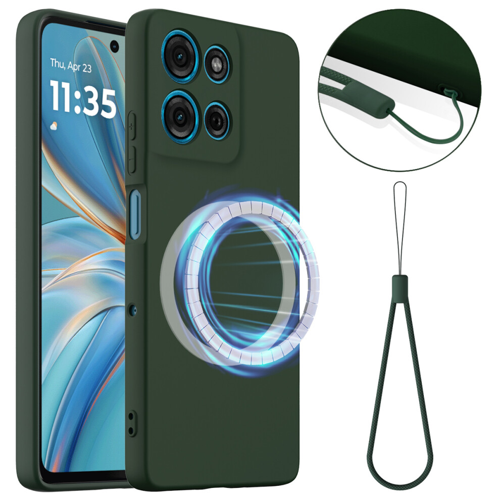 (Dark ) For Motorola Moto G86 Power 5G Case Magnetic Case Anti-Drop Liquid Silicone Phone Cover Green 6914299898726