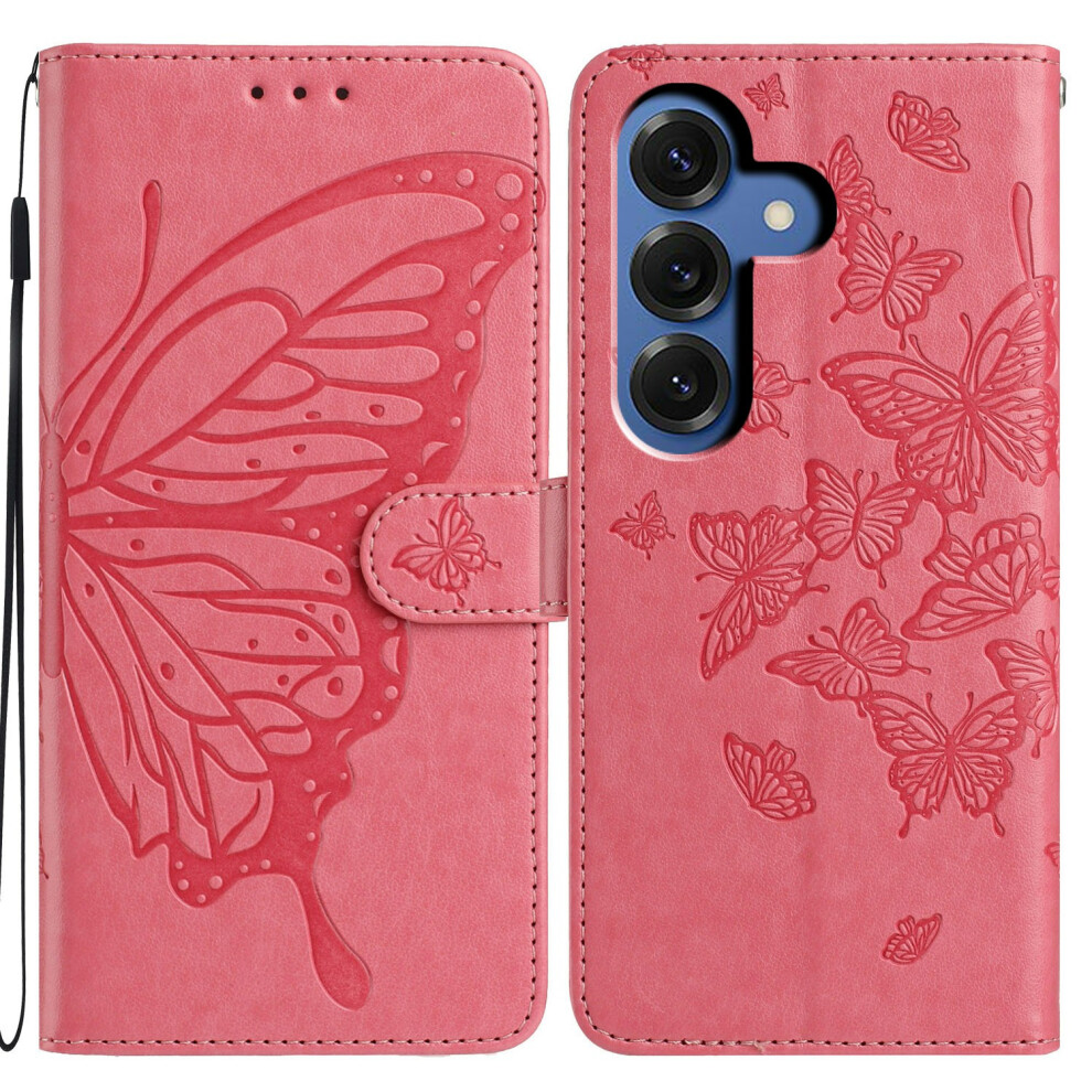 (Rose) For Samsung Galaxy S26 Case Butterfly Imprinted Wallet Stand Pu Leather Flip Phone Cover With Strap 6914295837521