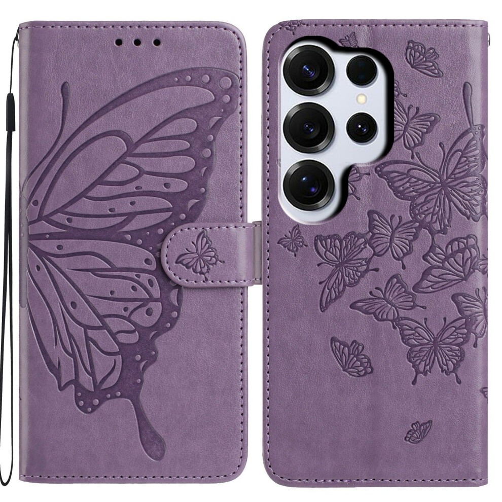 (Purple) For Samsung Galaxy S26 Ultra Case Butterfly Imprinted Wallet Stand Pu Leather Flip Phone Cover With Strap Purple 6914295333719