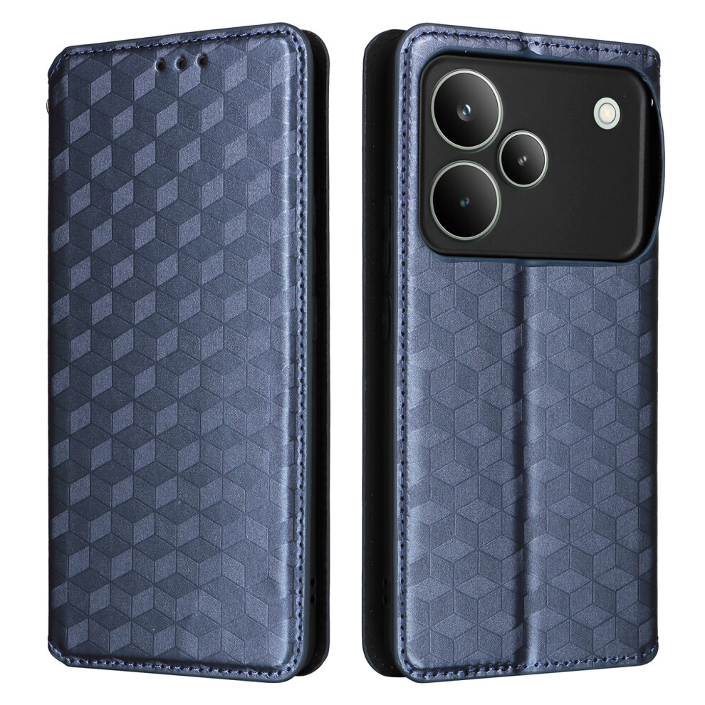 (Blue) For Realme P4 Pro 5G Case Wallet Rhombus Imprinted Leather Phone Cover Blue 6914290003082