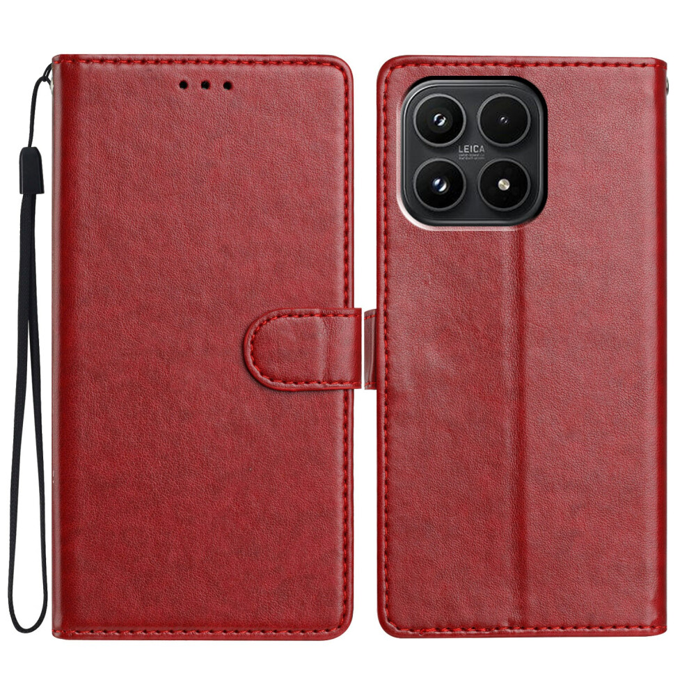 (Red) For Xiaomi 17 Leather Case Wallet Stand Phone Cover With Handy Strap Red 6914298413975