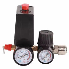 Air Compressor Pressure Control Valve 1/4in 4 Holes Controller Regulator Valve 90-120PSI Air Compressor Valve