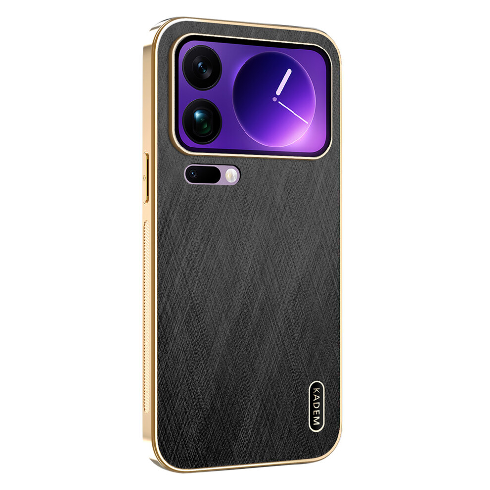 (Black) Kadem For Xiaomi 17 Pro Case Electroplating Silk Texture Pu + Tpu Phone Back Cover Black 6914292167218