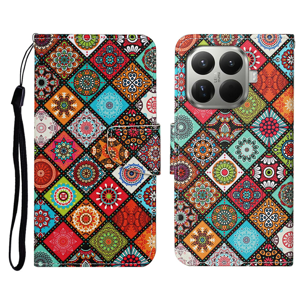 (Ethnic Style) For Xiaomi 15T Pro Case Pattern Printing Protective Leather Folio Phone Cover With Wrist Strap 6914295251778