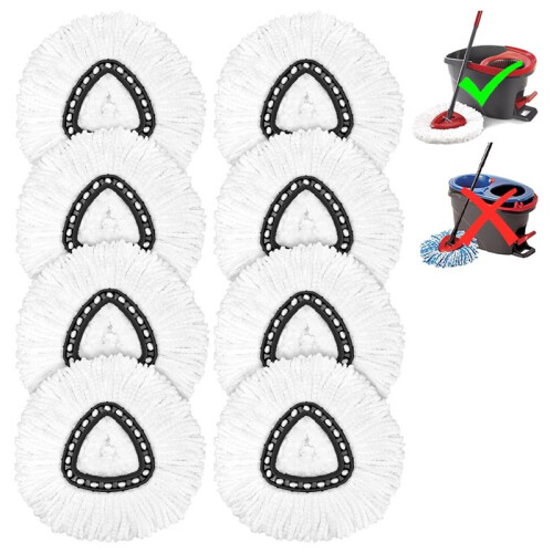 For O-Ceda Mop Replacement - 8 Pack Microfiber Spin Mop Heads, Easy Cleaning Refills 2