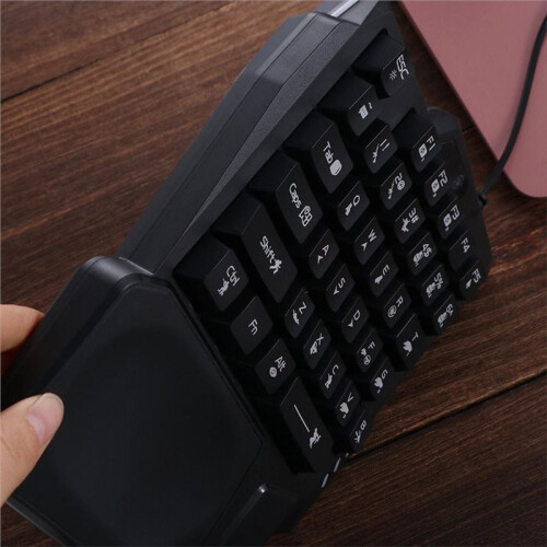 USB Single Hand Keyboard Backlit Ultra-Slim One Handedly Keyboard 35 Keys Wired Gaming Mechanical Keyboard Desktop PC 1