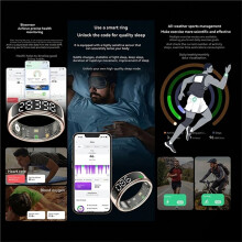 Slimme Ring met Multifunctioneel Display, Unisex Ring met Hartslag-, Bloedzuurstof- en Slaapmonitoring voor Android en IOS, Maat 12