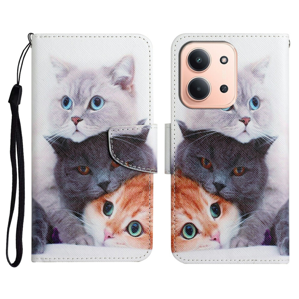 (Three Cats) For Xiaomi Redmi 15C 4G (Global) (171Mm) / Poco C85 4G (171Mm) Case Pattern Printing Protective Leather Folio Phone Cove 6914293109132