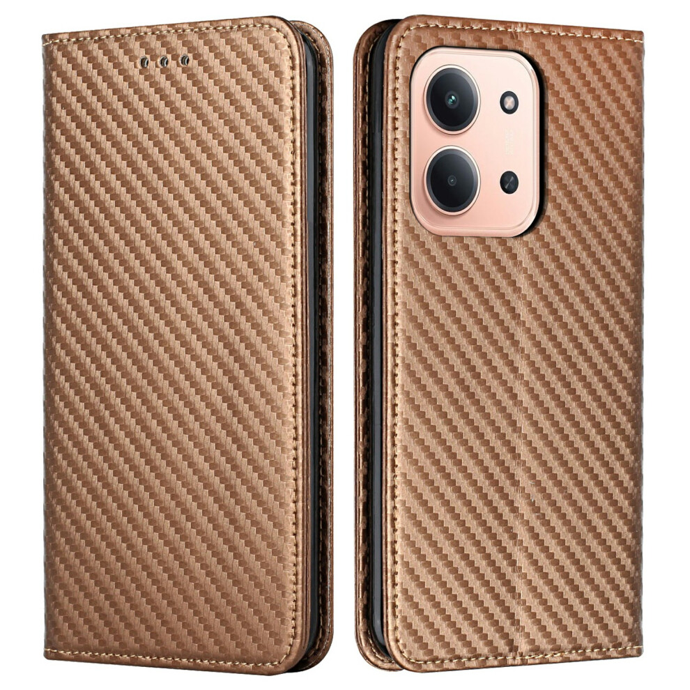 (Brown) For Xiaomi Redmi 15C 4G (Global) (171Mm) / Poco C85 4G (171Mm) Case Leather Flip Phone Cover Stand Strong Magnetic Closu Brown 6914296934373