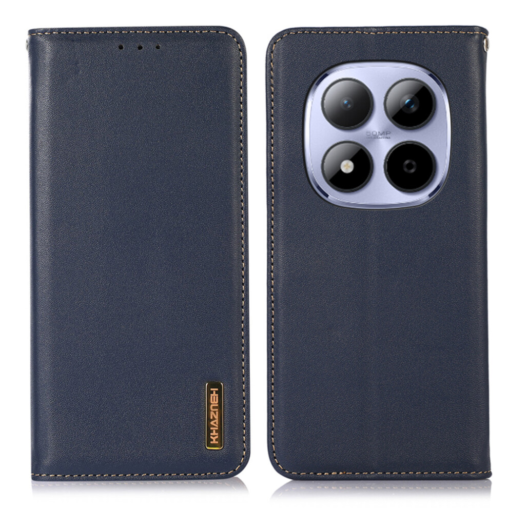 (Blue) Khazneh For Xiaomi Poco M8 Pro 5G / Redmi Note 15 Pro+ 5G (Global) Case Wallet Genuine Cow Leather Phone Cover Nappa Tex Blue 6914291581732