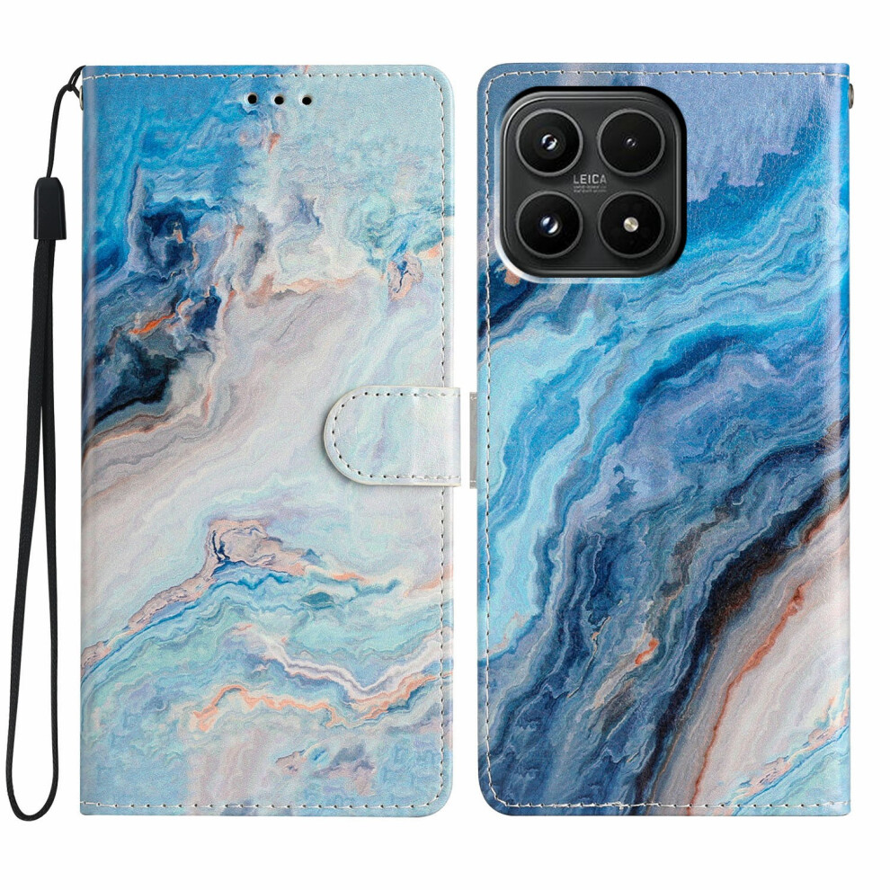 ( Marble) For Xiaomi 17 Wallet Case Pu Leather Pattern Printing Stand Phone Cover With Strap Blue 6914293149916