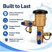 3/4" Pressure Vacuum Breaker Assembly,Dual Shutoff Valves,Protective Top Cap,3/4 in FNPT, for Irrigation & Lawn Systems