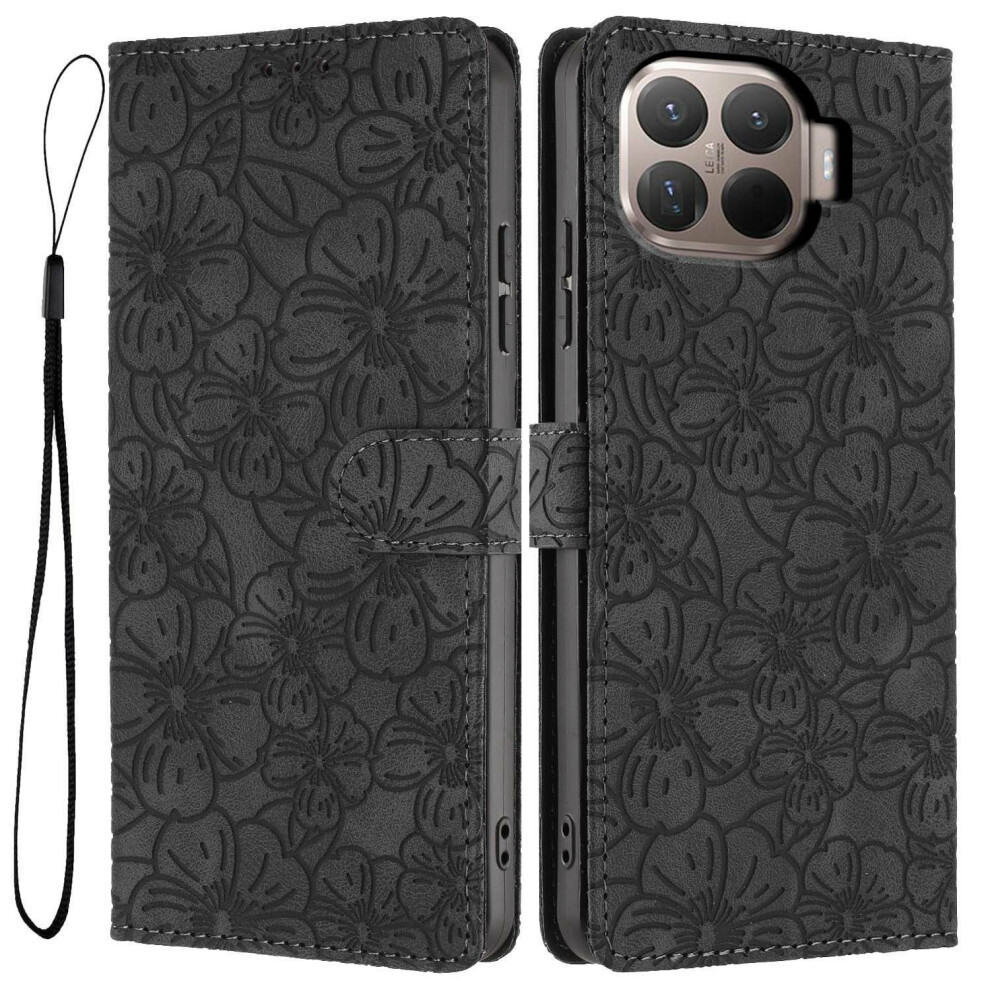 (Black) For Xiaomi 15T Pro Flip Case Cherry Blossom Pattern Leather Wallet Stand Phone Cover With Wrist Strap Black,Red 6914291988531
