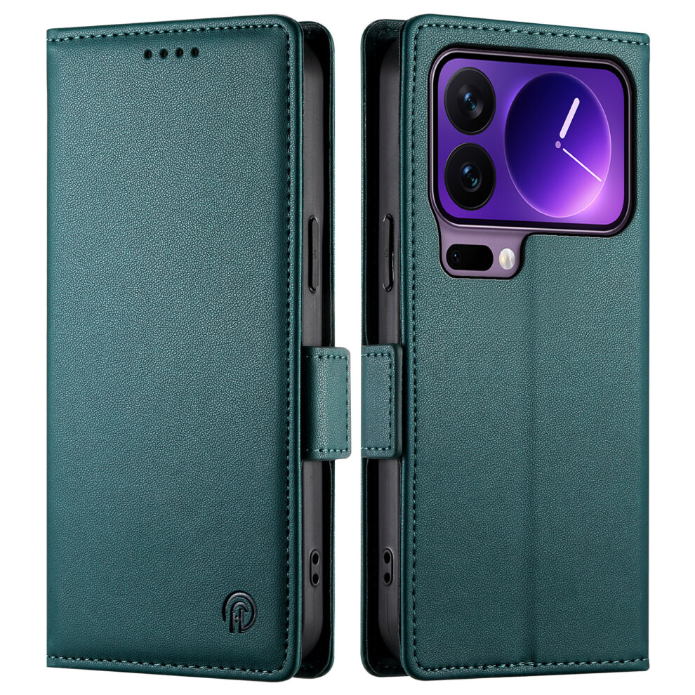 (Blackish ) For Xiaomi 17 Pro Stand Case Pu Leather Wallet Phone Cover Green 6914296968415