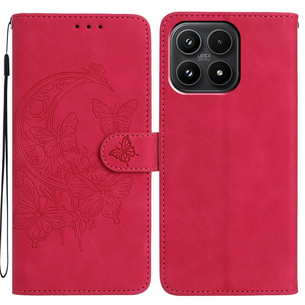 (Rose) For Xiaomi 17 Case Butterfly Flower Imprinted Pu Leather Wallet Stand Phone Cover 6914295974998