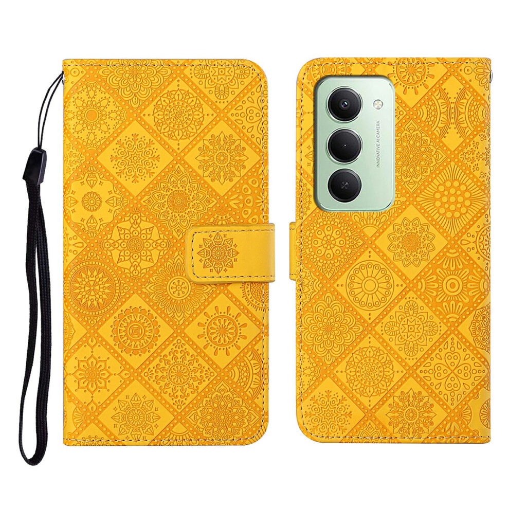 (Yellow) For Xiaomi Redmi 15 4G (Eu) (171Mm) Case Leather Case Ethnic Style Wallet Phone Cover With Strap Yellow 6914296807387