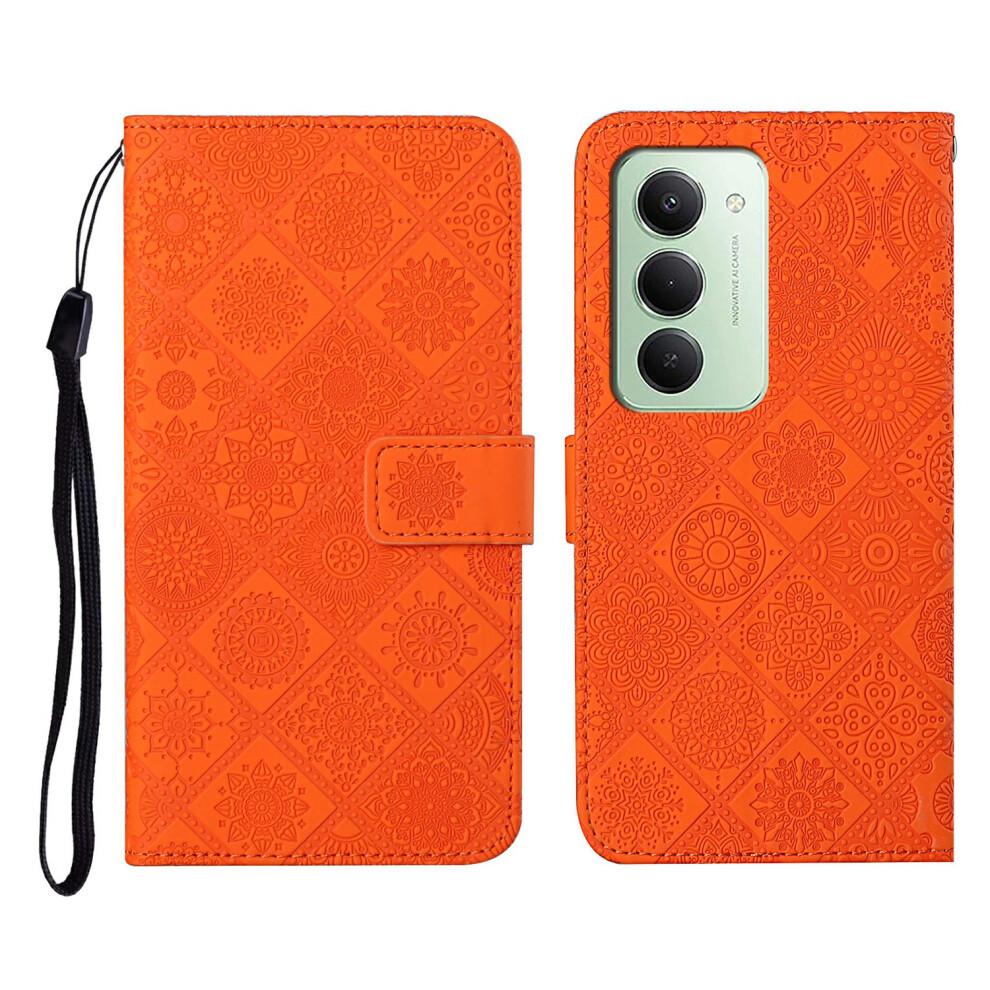 (Orange) For Xiaomi Redmi 15 4G (Eu) (171Mm) Case Leather Case Ethnic Style Wallet Phone Cover With Strap Orange 6914295172783