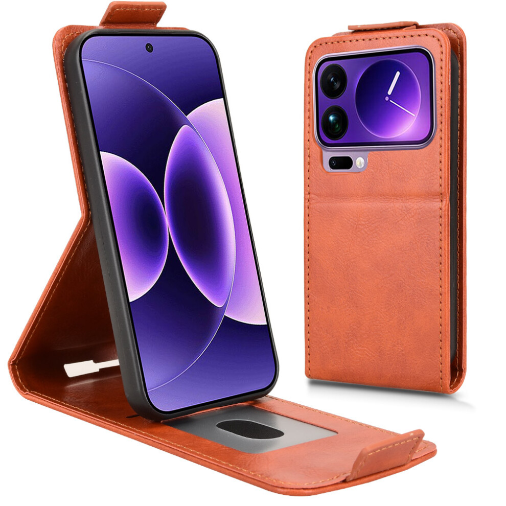 (Orange) For Xiaomi 17 Pro Stand Case Magnetic Clasp Vertical Flip Leather Phone Cover With Card Holder Orange 6914295426060