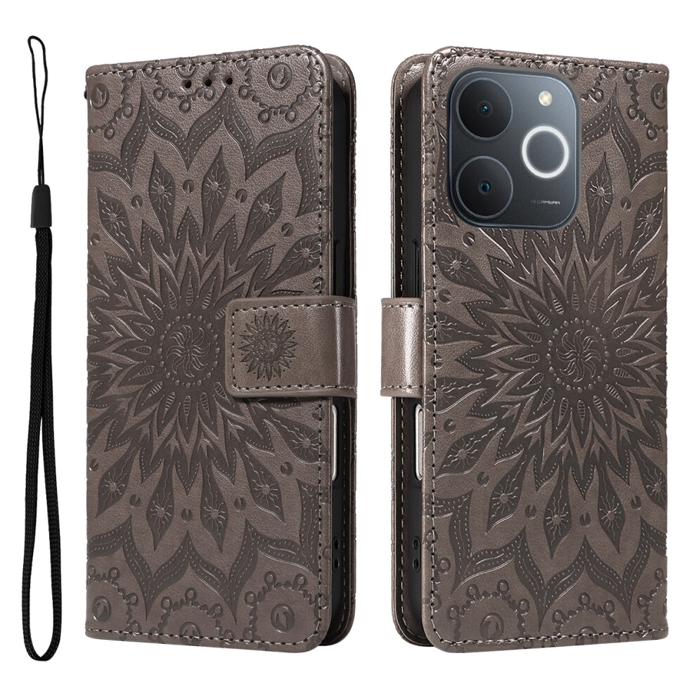 (Grey) For Realme Narzo 80 Lite 4G / Realme Note 70 4G / Realme Note 70T 4G / Realme C71 4G (India) Leather Wallet Case Sunflow Grey 6914292829680