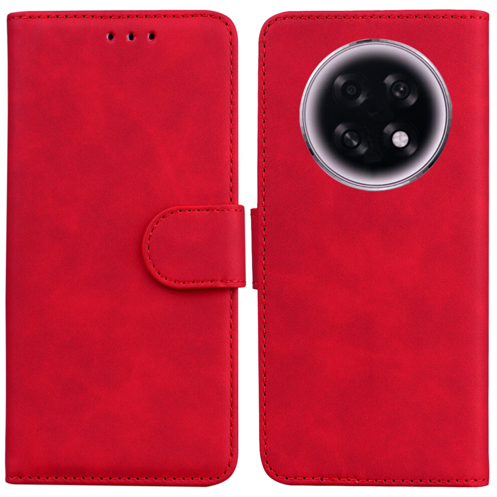 (Red) For Oppo F31 Pro+ 5G / A6 Gt 5G Case Solid Color Leather Wallet Phone Cover Red 6914299972761