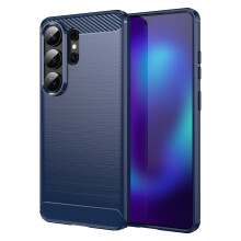 (Blue) AMORUS For Samsung Galaxy S26 Ultra Case Carbon Fiber Texture Brushed Protective Phone Cover
